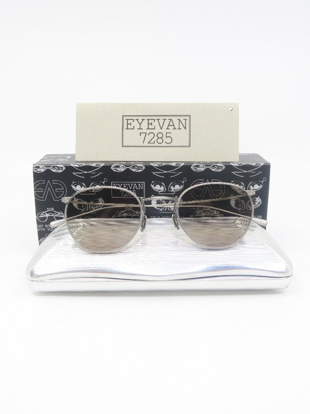 EYEVAN 7285 #188 801 Light Gray Titanium Round New Sunglasses Frames.